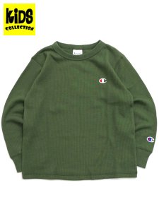 画像1: 【KIDS】CHAMPION KIDS US COTTON WAFFLE L/S TEE-OLIVE (1)