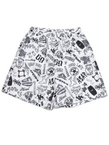画像1: 【送料無料】Rap Attack RAPPER'S TATTOO SHORTS WHITE (1)