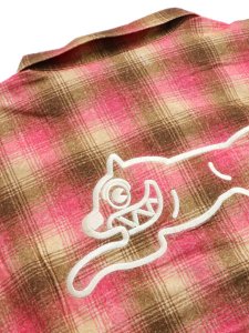 画像4: 【送料無料】ICECREAM APPLIQUE LOGO FLANNEL CHECK ZIP UP SHIRT (4)