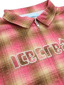画像3: 【送料無料】ICECREAM APPLIQUE LOGO FLANNEL CHECK ZIP UP SHIRT (3)