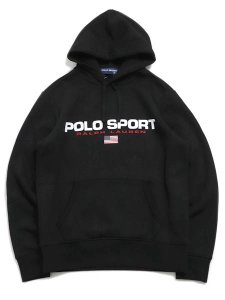 画像1: 【送料無料】POLO RALPH LAUREN POLO SPORT FLEECE HOODIE BLACK/WHITE (1)