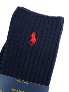 画像3: POLO RALPH LAUREN COTTON RIB CREW SOCKS NAVY #401 (3)