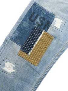 画像7: 【送料無料】AVIREX 13.5oz DENIM PANTS REPAIR CUSTOM W USED (7)