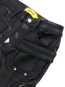 画像3: 【送料無料】GUAPI OBSIDIAN BLACK CARGO LEATHER PANT (3)
