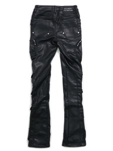 画像2: 【送料無料】GUAPI OBSIDIAN BLACK CARGO LEATHER PANT (2)