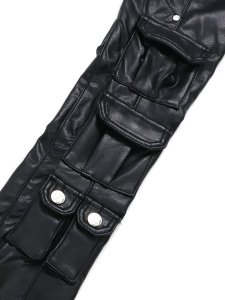 画像7: 【送料無料】GUAPI OBSIDIAN BLACK CARGO LEATHER PANT (7)