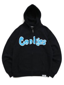 画像1: 【送料無料】COOKIES CLOTHING LOGO TWILL APPLIQUE ZIP HOODIE BLK/CBLUE (1)