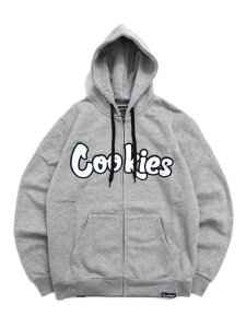 画像1: 【送料無料】COOKIES CLOTHING LOGO TWILL APPLIQUE ZIP HOODIE GYHTR/BLK (1)