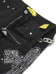 画像5: 【送料無料】GUAPI OBSIDIAN BLACK DISTRESSED CROSS DENIM (5)