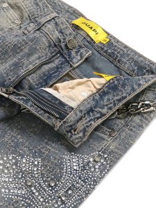 画像5: 【送料無料】GUAPI VINTAGE BLUE DISTRESSED CROSS DENIM (5)