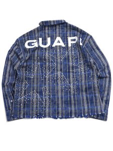 画像2: 【送料無料】GUAPI ROYAL BLUE STARS FLANNEL JACKET (2)