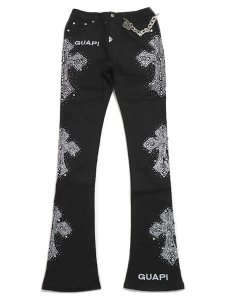 画像1: 【送料無料】GUAPI OBSIDIAN BLACK DISTRESSED CROSS DENIM (1)