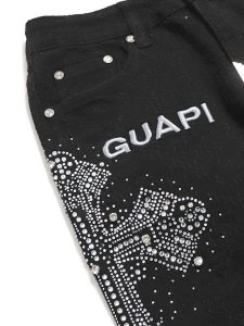 画像3: 【送料無料】GUAPI OBSIDIAN BLACK DISTRESSED CROSS DENIM (3)