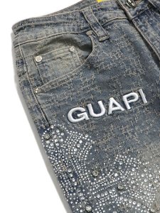 画像3: 【送料無料】GUAPI VINTAGE BLUE DISTRESSED CROSS DENIM (3)