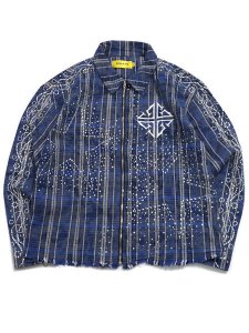 画像1: 【送料無料】GUAPI ROYAL BLUE STARS FLANNEL JACKET (1)