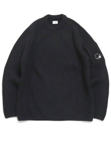 画像1: 【送料無料】C.P.COMPANY FULL RIB CREWNECK SWEATER BLACK (1)