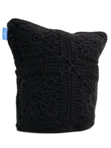 画像1: 【送料無料】ARKYVE BLACK CROCHET CAT HAT (1)