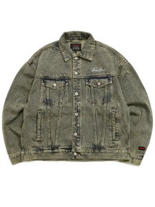 画像1: 【送料無料】FUBU STUDS DENIM JACKET BROWN (1)