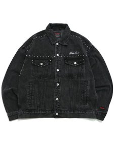 画像1: 【送料無料】FUBU STUDS DENIM JACKET BLACK (1)