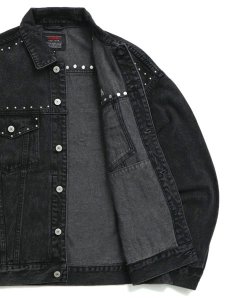 画像7: 【送料無料】FUBU STUDS DENIM JACKET BLACK (7)