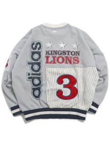画像2: 【送料無料】ADIDAS WMNS BASEBALL SWEATSHIRT-GREY TWO/CLOUD W (2)