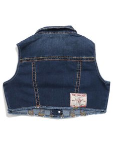 画像2: 【送料無料】TRUE RELIGION W CROPPED SUPER T DENIM VEST TWILIGHT TEAL (2)