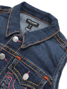 画像3: 【送料無料】TRUE RELIGION W CROPPED SUPER T DENIM VEST TWILIGHT TEAL (3)
