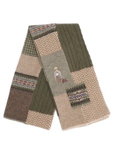 画像1: 【送料無料】POLO RALPH LAUREN CHARLES BEAR PATCHWORK SCARF BROWN MULTI (1)