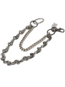画像1: 【送料無料】B.B.SIMON SINGLE SKULLS SILVER PANTS CHAIN (1)