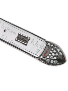 画像5: 【送料無料】B.B.SIMON BROOKLYN SV BB PTN BK CHROME LEATHER BELT (5)