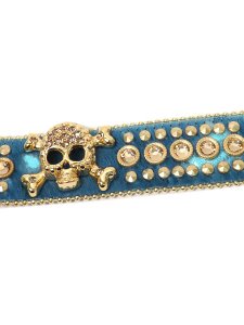 画像2: 【送料無料】B.B.SIMON CORSAIR SKULLS L.COLORAD GLD LEATHER BELT (2)