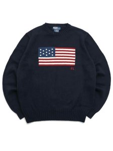 画像1: 【送料無料】POLO RALPH LAUREN THE ICONIC FLAG  SWEATER HUNTER NAVY (1)