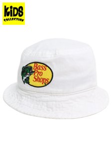 画像1: 【KIDS】BASS PRO SHOPS YOUTH BASS LOGO BUCKET HAT WHITE (1)