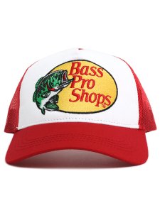 画像2: 【KIDS】BASS PRO SHOPS YOUTH EMB LOGO MESH TRUCKER CAP RED/WH (2)