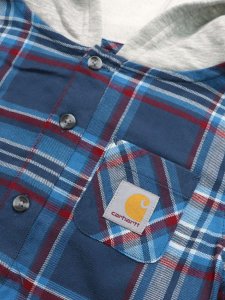 画像3: 【KIDS】CARHARTT KIDS CHILD FLANNEL HOODDED SHIRT-DK DENIM (3)