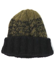 画像1: sublimeroe HAND KNIT FISHERMAN WT BLACK/MOSS (1)