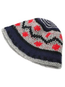画像2: sublimeroe FINE HAND KNIT HAT NAVY MIX (2)