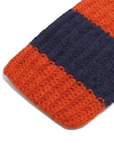 画像3: sublimeroe HAND KNIT LONG MUFFLER NAVY/ORANGE (3)