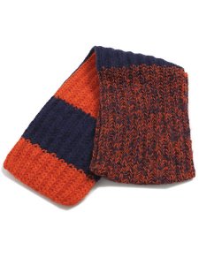画像2: sublimeroe HAND KNIT LONG MUFFLER NAVY/ORANGE (2)
