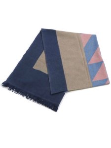 画像2: 【送料無料】sublimeroe PATTERN MERINO STOLE NAVY TYP (2)
