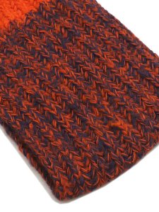 画像4: sublimeroe HAND KNIT LONG MUFFLER NAVY/ORANGE (4)