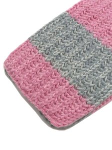 画像3: sublimeroe HAND KNIT LONG MUFFLER LT GREY/PINK (3)