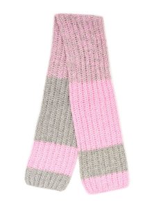 画像1: sublimeroe HAND KNIT LONG MUFFLER LT GREY/PINK (1)