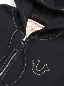 画像3: 【送料無料】TRUE RELIGION BIG T ZIP UP HOODIE JET BLACK  (3)