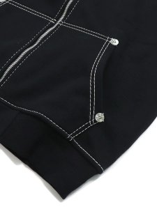 画像4: 【送料無料】TRUE RELIGION BIG T ZIP UP HOODIE JET BLACK  (4)