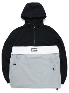 画像1: 【送料無料】PRO CLUB NYLON ANORAK PULLOVER JACKET BLACK/GREY (1)