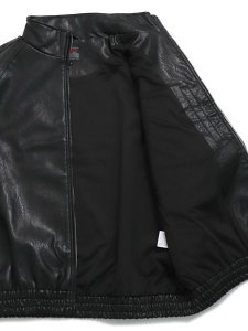 画像6: 【送料無料】FUBU FAUX LEATHER TRACK JACKET BLACK (6)