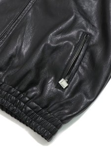 画像4: 【送料無料】FUBU FAUX LEATHER TRACK JACKET BLACK (4)