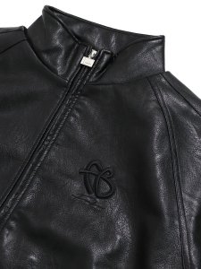画像3: 【送料無料】FUBU FAUX LEATHER TRACK JACKET BLACK (3)