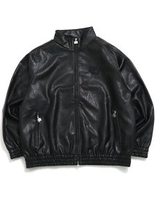画像1: 【送料無料】FUBU FAUX LEATHER TRACK JACKET BLACK (1)